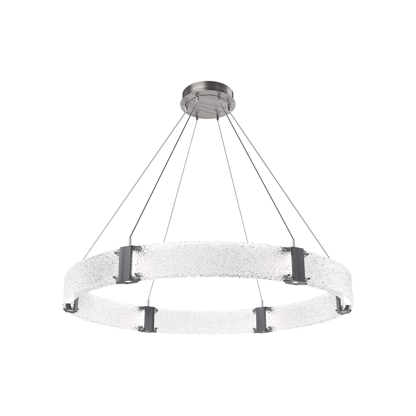 Parallel Ring LED Chandelier in Gunmetal/Crystal Rimelight Blown Glass (48-Inch).