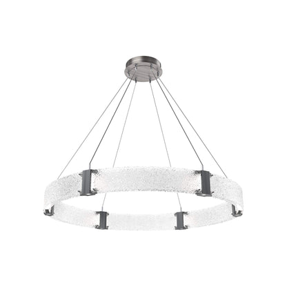 Parallel Ring LED Chandelier in Gunmetal/Crystal Rimelight Blown Glass (48-Inch).