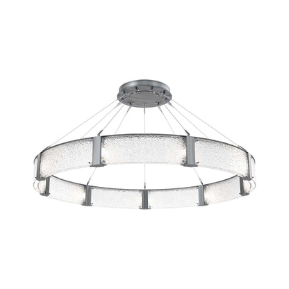 Parallel Ring LED Chandelier in Gunmetal/Crystal Rimelight Blown Glass (60-Inch).