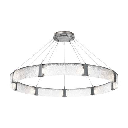 Parallel Ring LED Chandelier in Gunmetal/Crystal Rimelight Blown Glass (72-Inch).