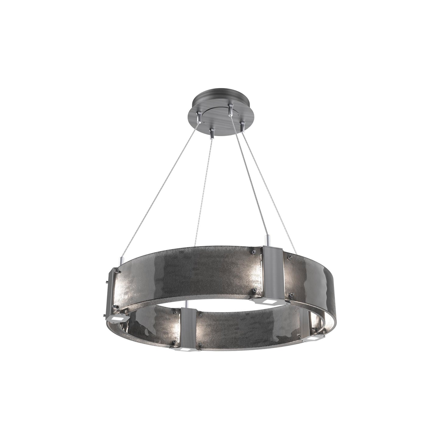 Parallel Ring LED Chandelier in Gunmetal/Smoke Granite Blown Glass (23.9-Inch).