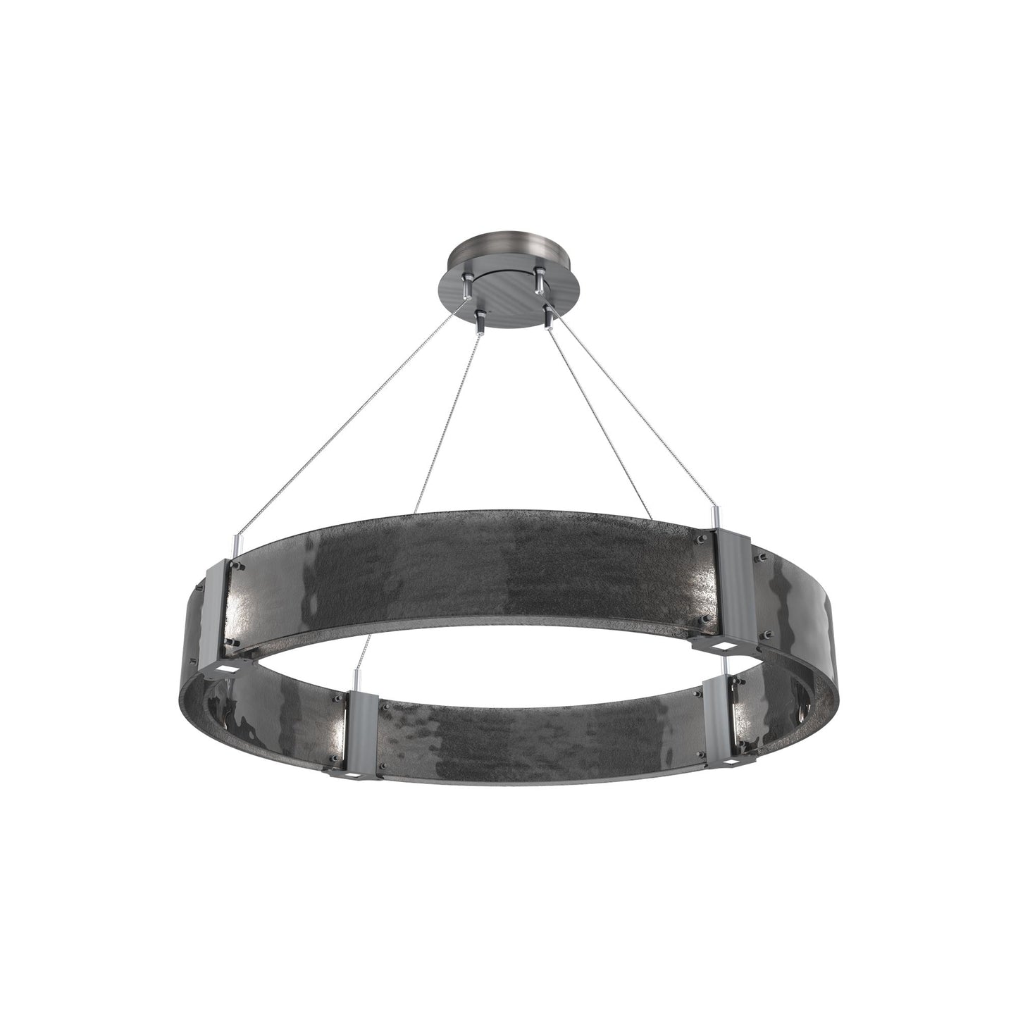 Parallel Ring LED Chandelier in Gunmetal/Smoke Granite Blown Glass (32.6-Inch).