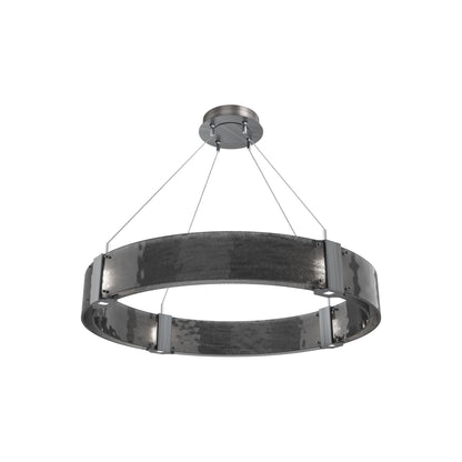 Parallel Ring LED Chandelier in Gunmetal/Smoke Granite Blown Glass (32.6-Inch).