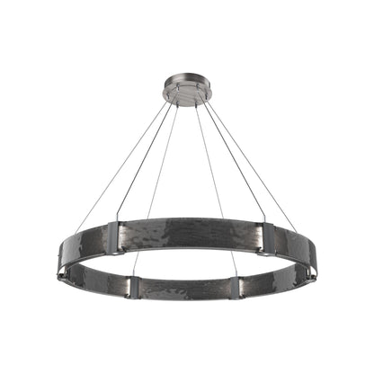 Parallel Ring LED Chandelier in Gunmetal/Smoke Granite Blown Glass (48-Inch).