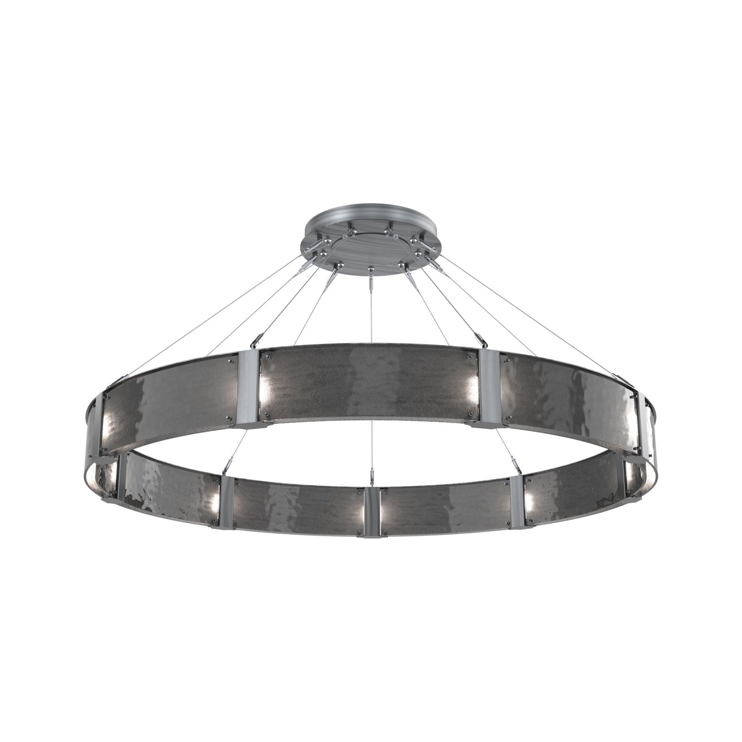 Parallel Ring LED Chandelier in Gunmetal/Smoke Granite Blown Glass (60-Inch).