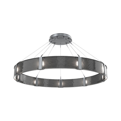 Parallel Ring LED Chandelier in Gunmetal/Smoke Granite Blown Glass (60-Inch).