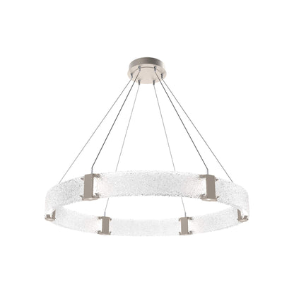 Parallel Ring LED Chandelier in Beige Silver/Crystal Rimelight Blown Glass (48-Inch).