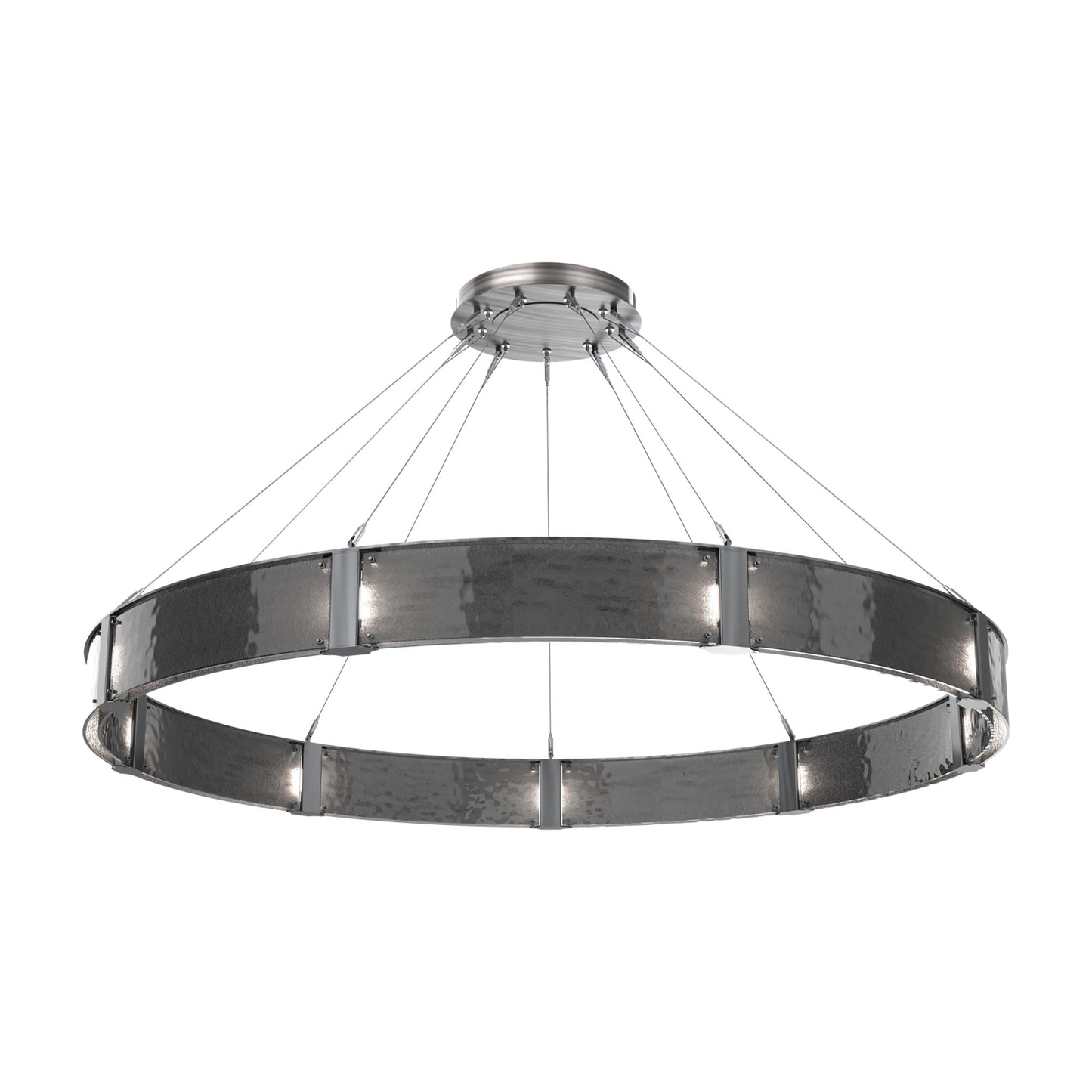 Parallel Ring LED Chandelier in Gunmetal/Smoke Granite Blown Glass (72-Inch).