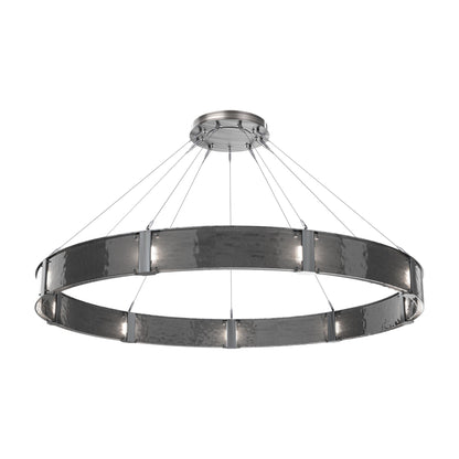 Parallel Ring LED Chandelier in Gunmetal/Smoke Granite Blown Glass (72-Inch).