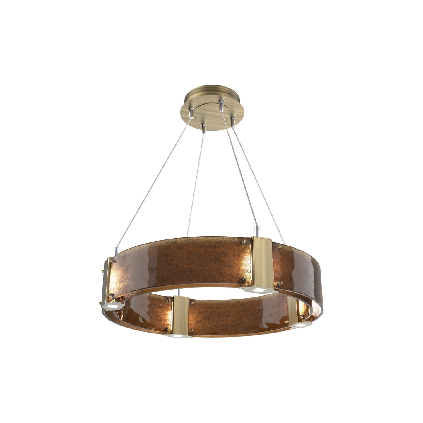 Parallel Ring LED Chandelier in Heritage Brass/Bronze Granite Blown Glass (23.9-Inch).