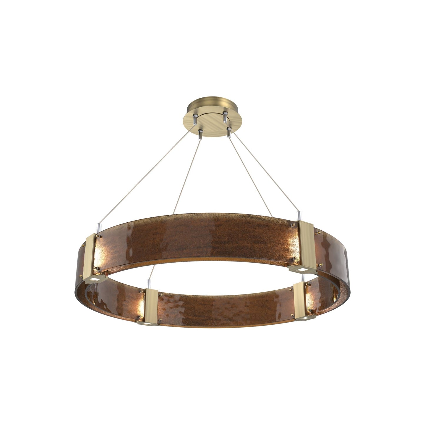 Parallel Ring LED Chandelier in Heritage Brass/Bronze Granite Blown Glass (32.6-Inch).