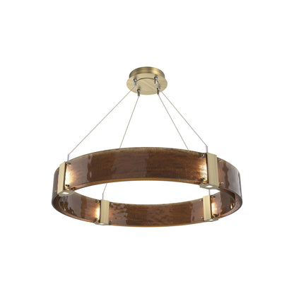 Parallel Ring LED Chandelier in Heritage Brass/Bronze Granite Blown Glass (32.6-Inch).
