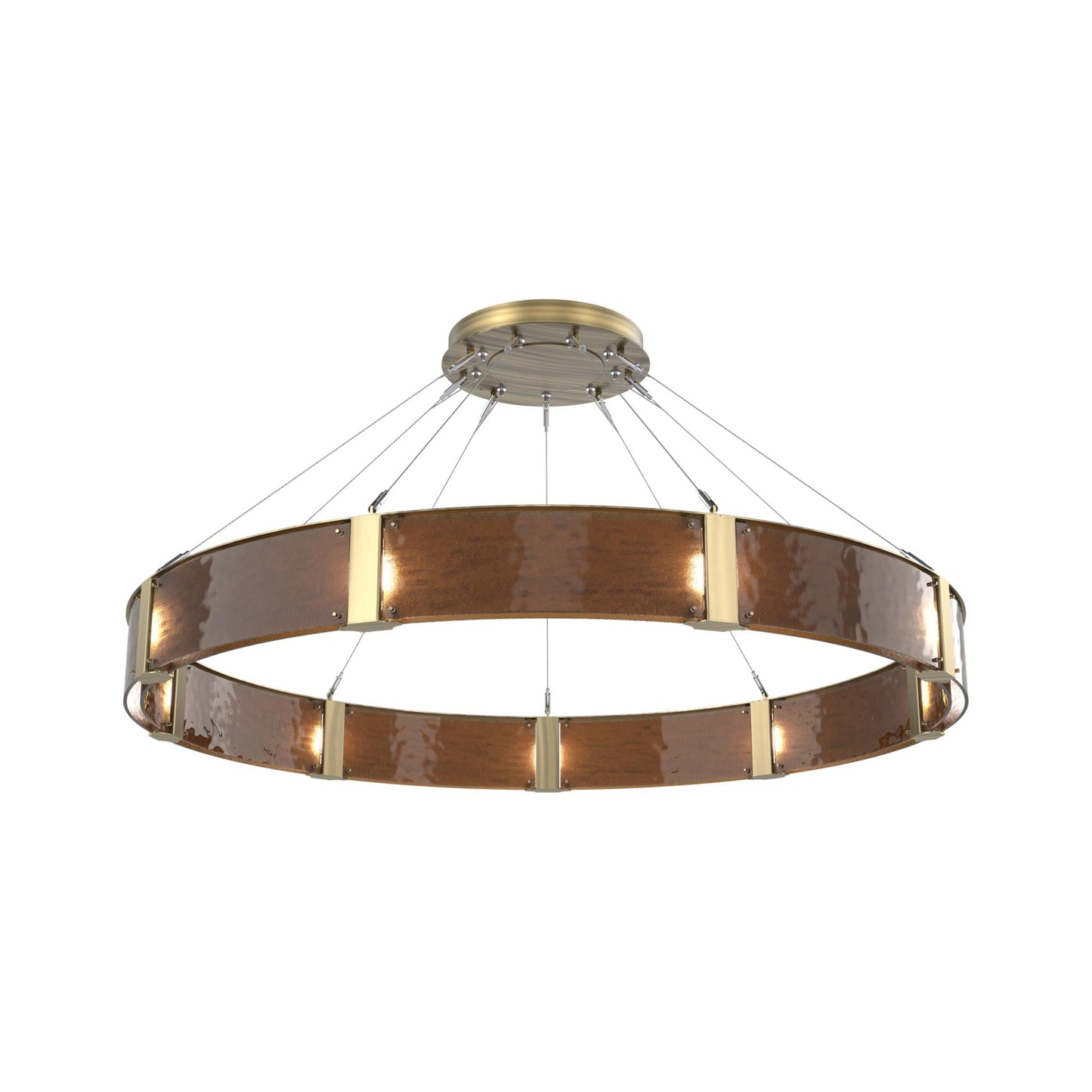 Parallel Ring LED Chandelier in Heritage Brass/Bronze Granite Blown Glass (60-Inch).