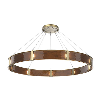 Parallel Ring LED Chandelier in Heritage Brass/Bronze Granite Blown Glass (72-Inch).