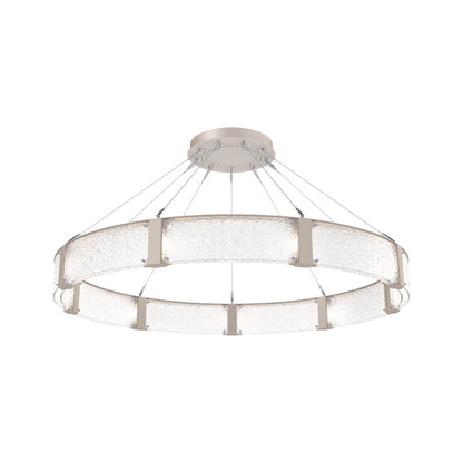Parallel Ring LED Chandelier in Beige Silver/Crystal Rimelight Blown Glass (60-Inch).