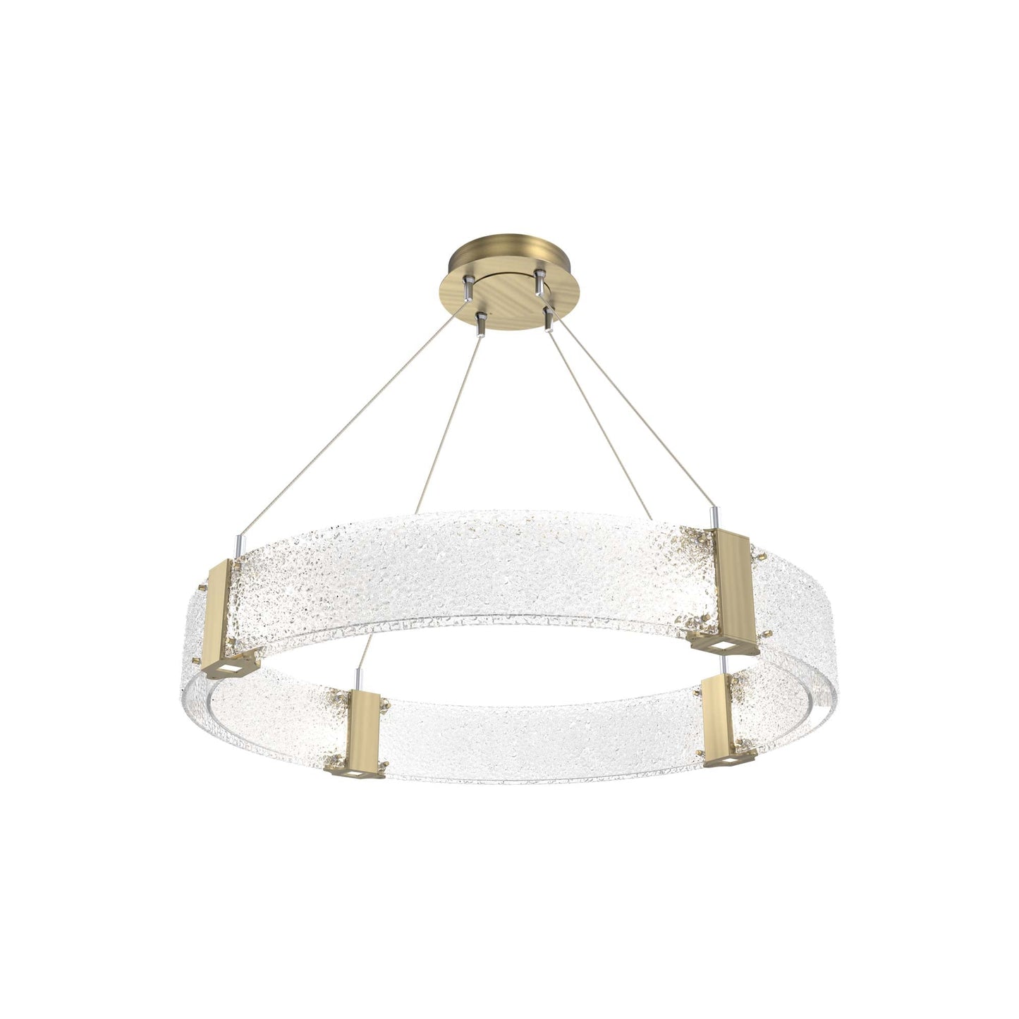 Parallel Ring LED Chandelier in Heritage Brass/Crystal Rimelight Blown Glass (32.6-Inch).
