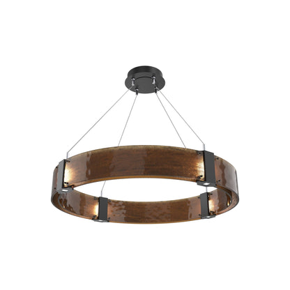 Parallel Ring LED Chandelier in Matte Black/Bronze Granite Blown Glass (32.6-Inch).