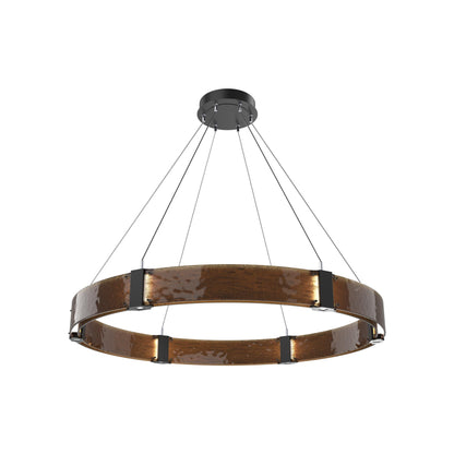 Parallel Ring LED Chandelier in Matte Black/Bronze Granite Blown Glass (48-Inch).