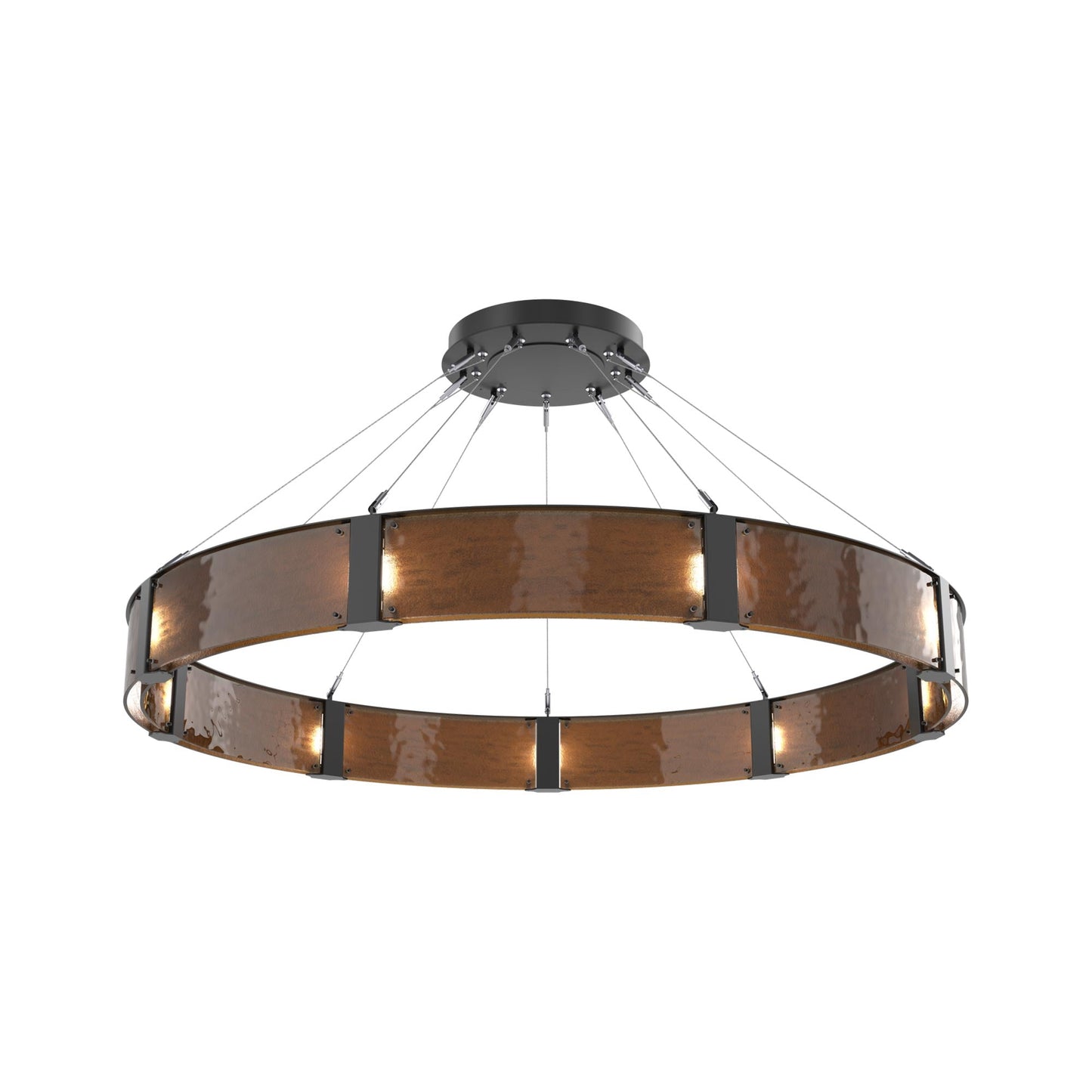 Parallel Ring LED Chandelier in Matte Black/Bronze Granite Blown Glass (60-Inch).
