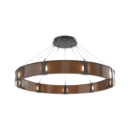 Parallel Ring LED Chandelier in Matte Black/Bronze Granite Blown Glass (60-Inch).