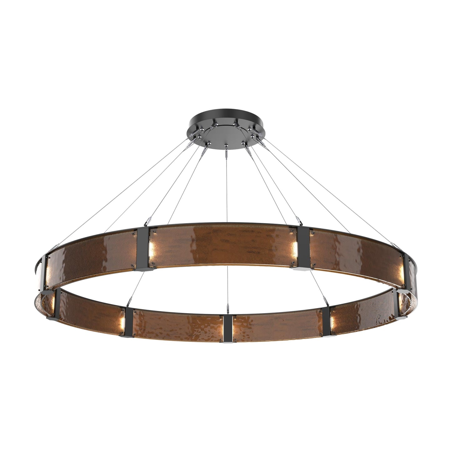 Parallel Ring LED Chandelier in Matte Black/Bronze Granite Blown Glass (72-Inch).