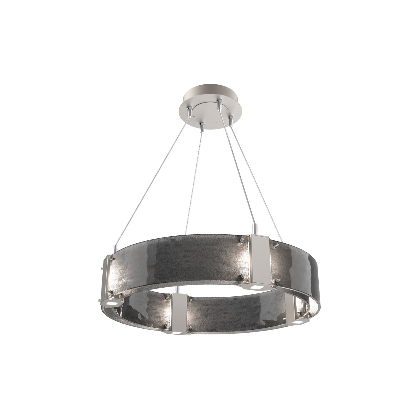 Parallel Ring LED Chandelier in Beige Silver/Smoke Granite Blown Glass (23.9-Inch).