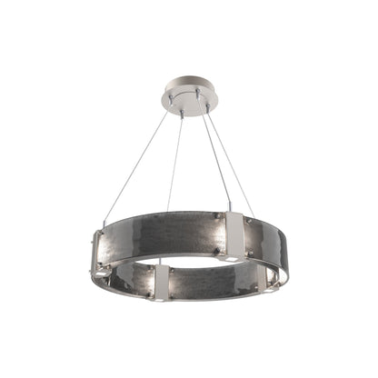 Parallel Ring LED Chandelier in Beige Silver/Smoke Granite Blown Glass (23.9-Inch).