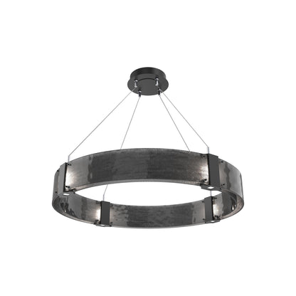 Parallel Ring LED Chandelier in Matte Black/Smoke Granite Blown Glass (32.6-Inch).