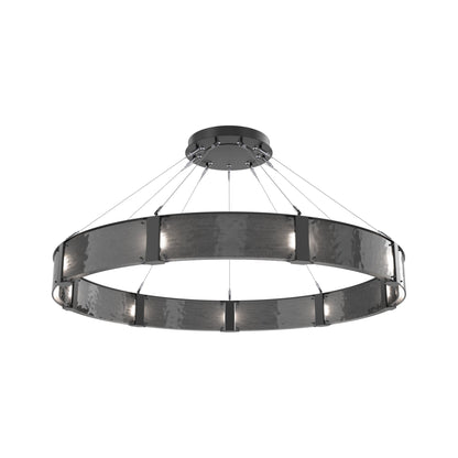 Parallel Ring LED Chandelier in Matte Black/Smoke Granite Blown Glass (60-Inch).