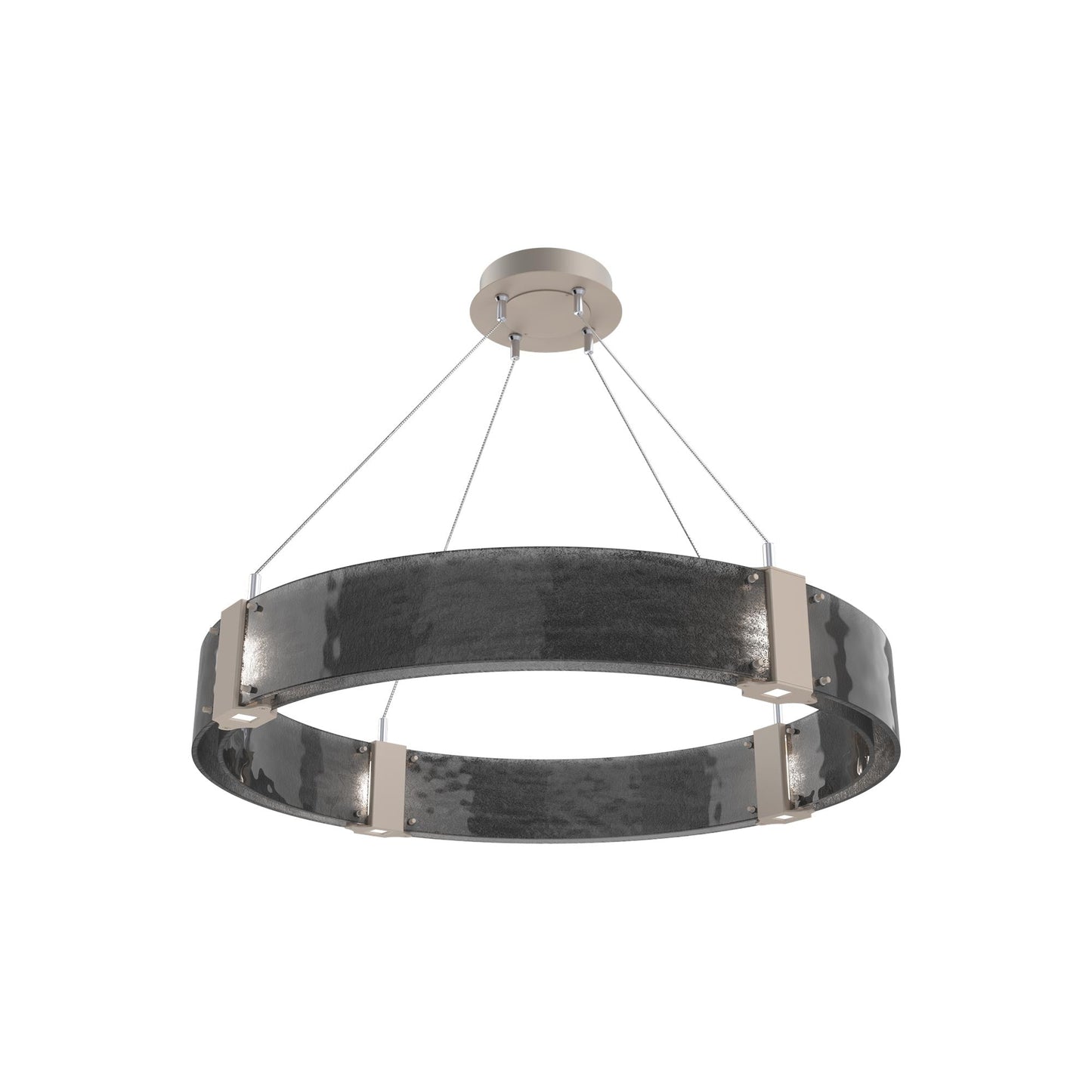 Parallel Ring LED Chandelier in Beige Silver/Smoke Granite Blown Glass (32.6-Inch).