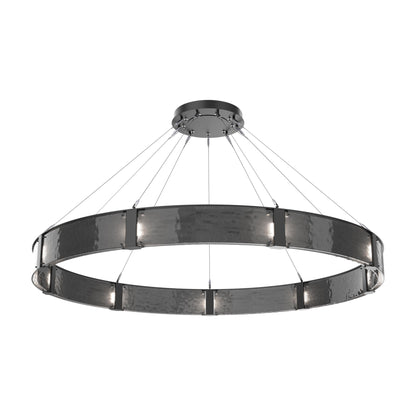 Parallel Ring LED Chandelier in Matte Black/Smoke Granite Blown Glass (72-Inch).