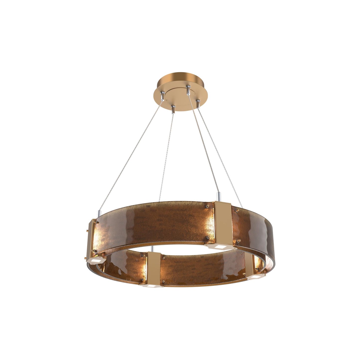 Parallel Ring LED Chandelier in Novel Brass/Bronze Granite Blown Glass (23.9-Inch).