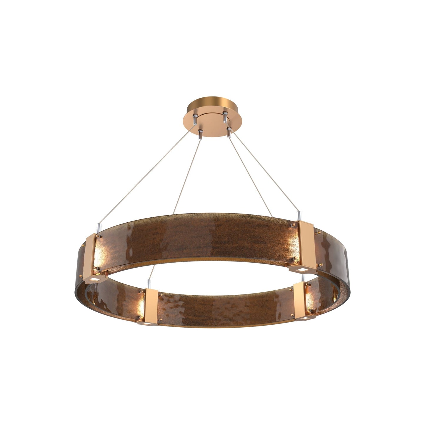 Parallel Ring LED Chandelier in Novel Brass/Bronze Granite Blown Glass (32.6-Inch).