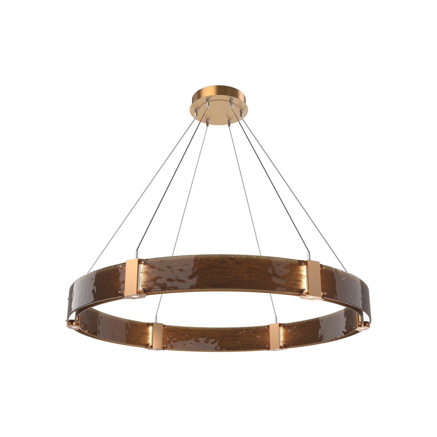 Parallel Ring LED Chandelier in Novel Brass/Bronze Granite Blown Glass (48-Inch).