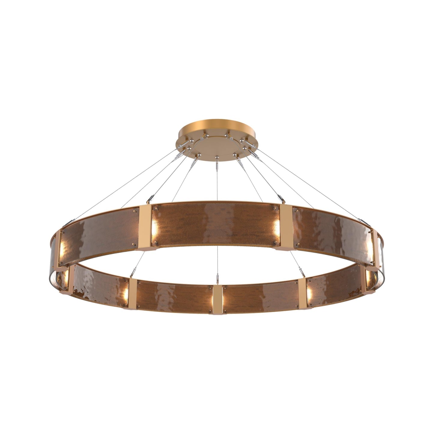 Parallel Ring LED Chandelier in Novel Brass/Bronze Granite Blown Glass (60-Inch).