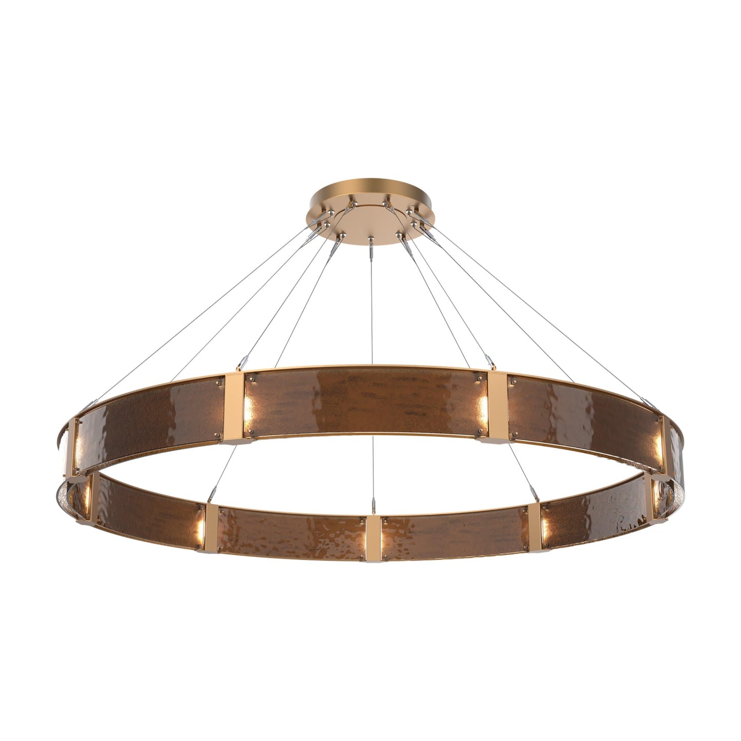 Parallel Ring LED Chandelier in Novel Brass/Bronze Granite Blown Glass (72-Inch).