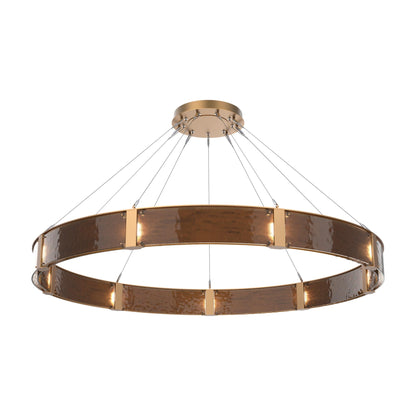 Parallel Ring LED Chandelier in Novel Brass/Bronze Granite Blown Glass (72-Inch).