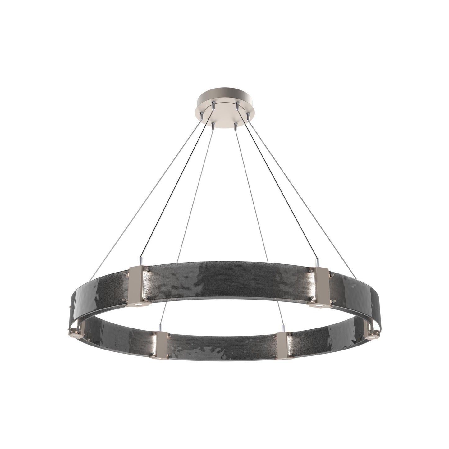 Parallel Ring LED Chandelier in Beige Silver/Smoke Granite Blown Glass (48-Inch).