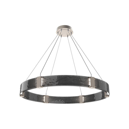 Parallel Ring LED Chandelier in Beige Silver/Smoke Granite Blown Glass (48-Inch).