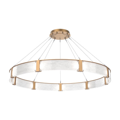 Parallel Ring LED Chandelier in Novel Brass/Clear Granite Blown Glass (72-Inch).