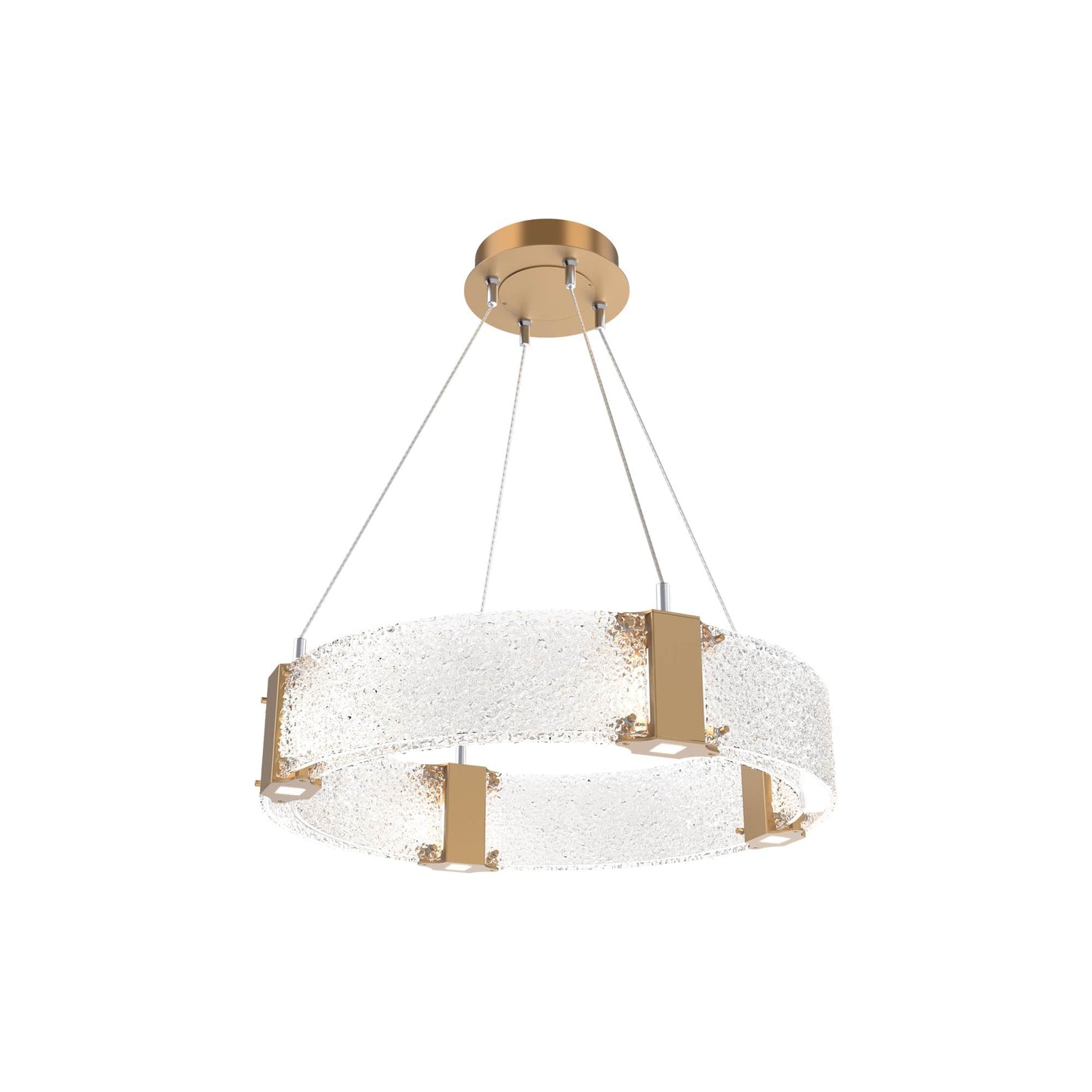 Parallel Ring LED Chandelier in Novel Brass/Crystal Rimelight Blown Glass (23.9-Inch).