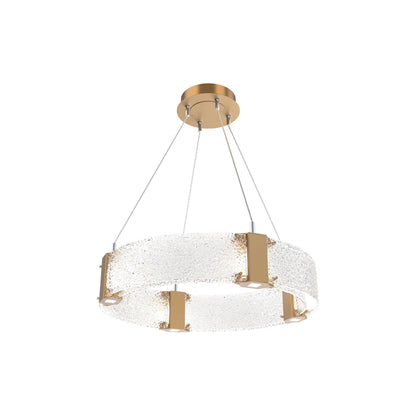 Parallel Ring LED Chandelier in Novel Brass/Crystal Rimelight Blown Glass (23.9-Inch).