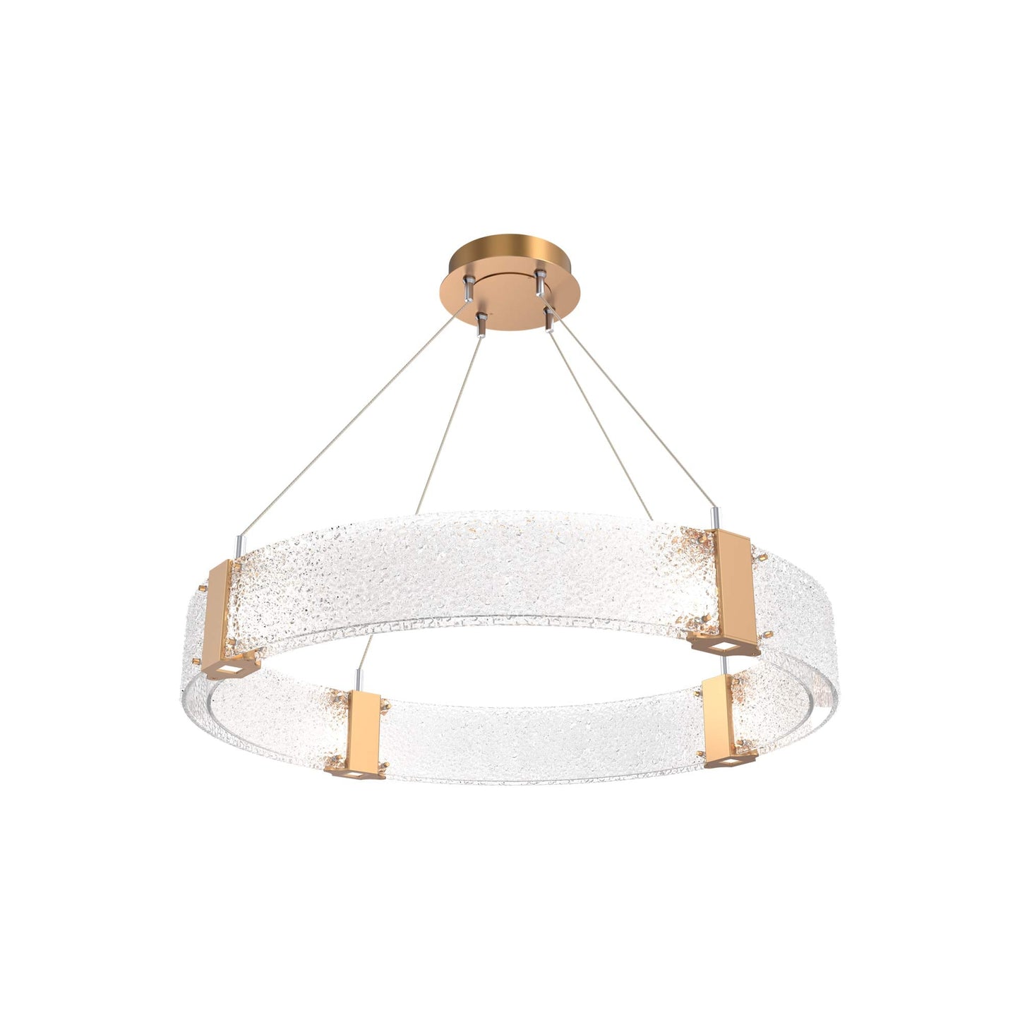 Parallel Ring LED Chandelier in Novel Brass/Crystal Rimelight Blown Glass (32.6-Inch).