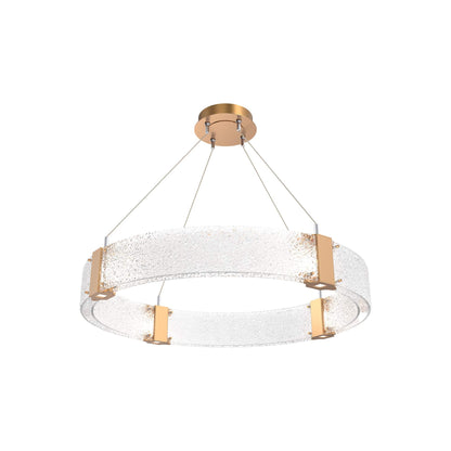 Parallel Ring LED Chandelier in Novel Brass/Crystal Rimelight Blown Glass (32.6-Inch).