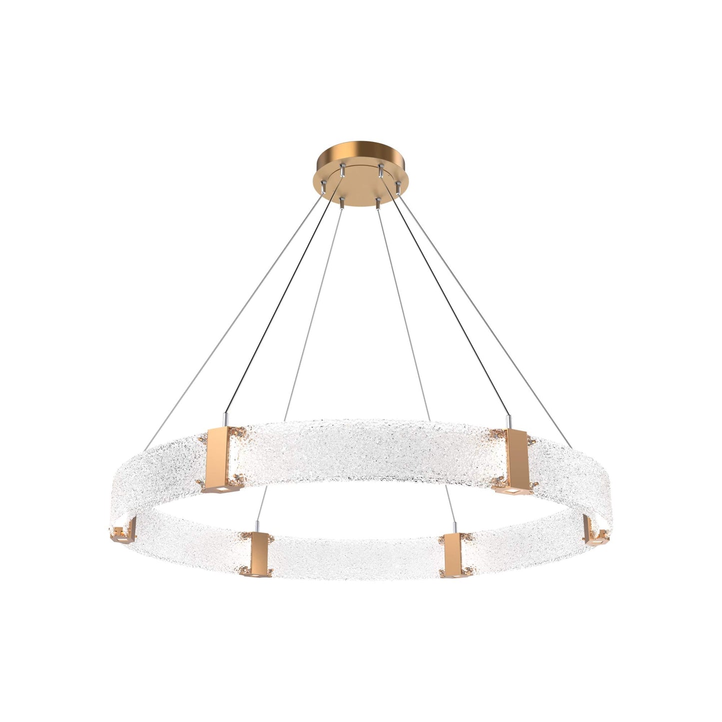 Parallel Ring LED Chandelier in Novel Brass/Crystal Rimelight Blown Glass (48-Inch).