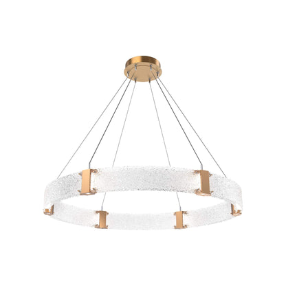 Parallel Ring LED Chandelier in Novel Brass/Crystal Rimelight Blown Glass (48-Inch).