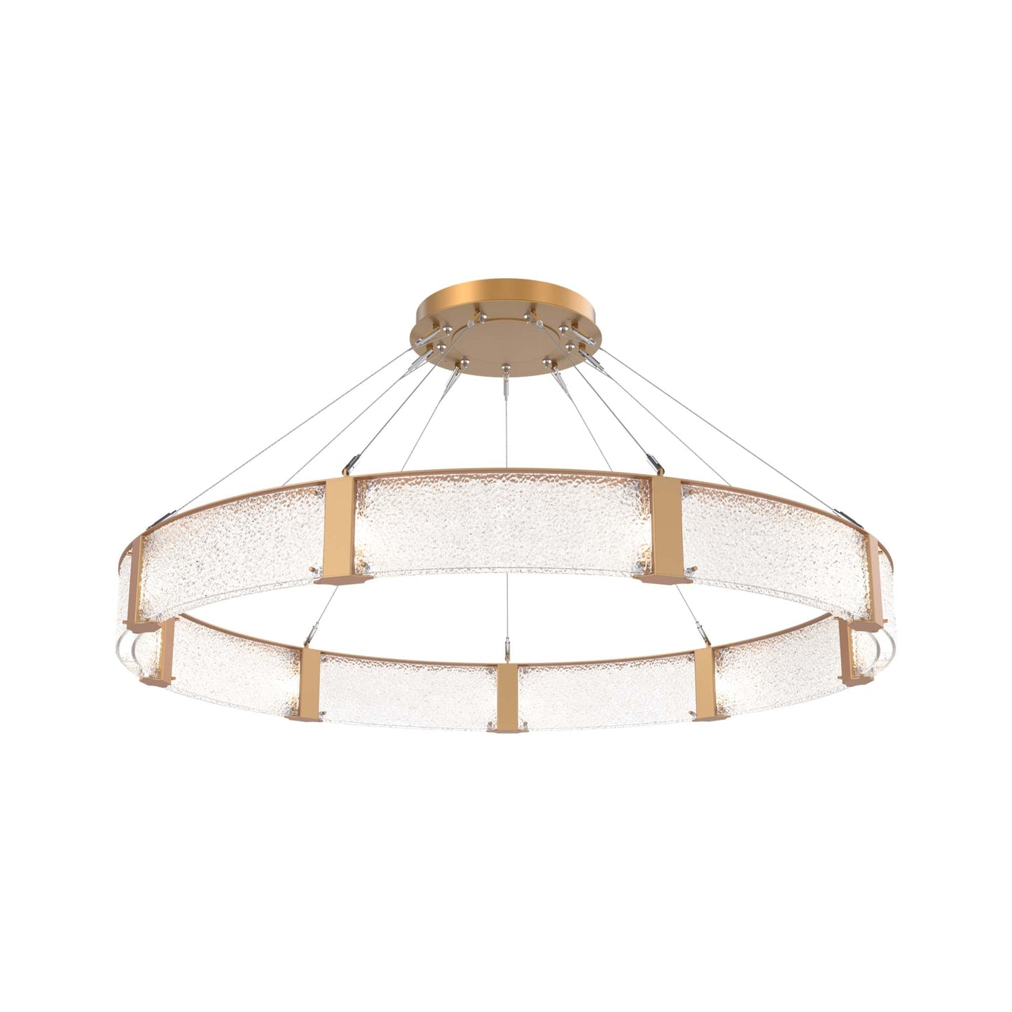 Parallel Ring LED Chandelier in Novel Brass/Crystal Rimelight Blown Glass (60-Inch).
