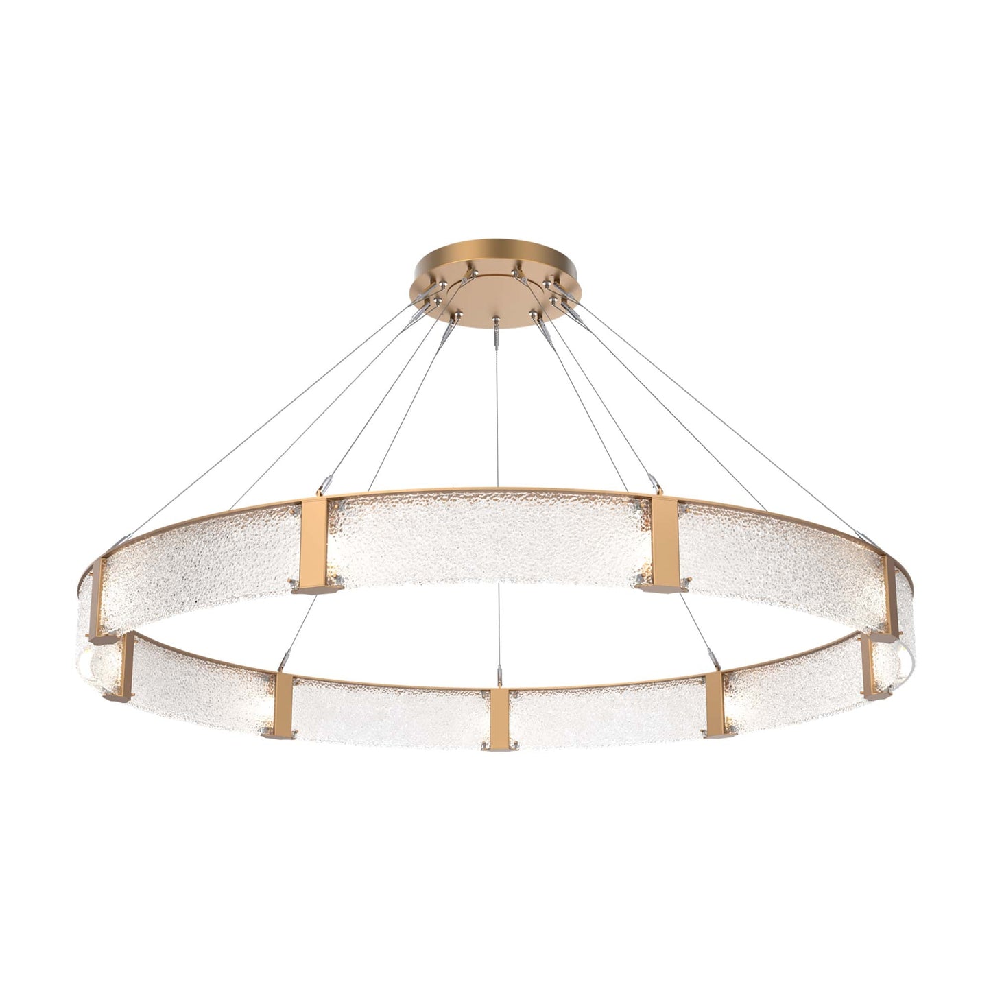 Parallel Ring LED Chandelier in Novel Brass/Crystal Rimelight Blown Glass (72-Inch).