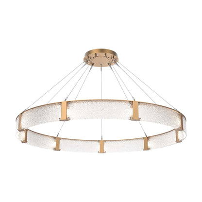 Parallel Ring LED Chandelier in Novel Brass/Crystal Rimelight Blown Glass (72-Inch).