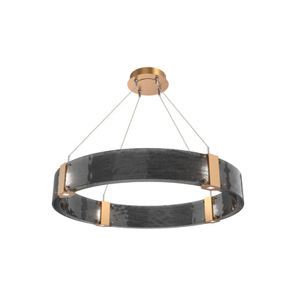 Parallel Ring LED Chandelier in Novel Brass/Smoke Granite Blown Glass (32.6-Inch).